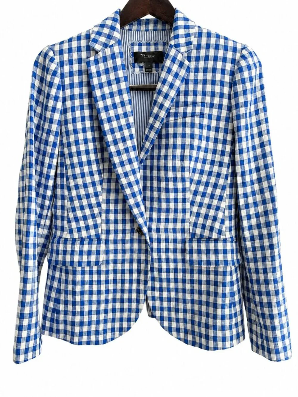 J.Crew Blue & White Gingham Blazer and Shorts Matching Set – Blazer Size 2